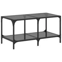 Mesa de centro vidaXL con tablero de cristal, negra, 78,5x40x40 cm, acero - Negro - Ver 4