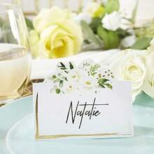 Kate Aspen - Juego de vajilla de 62 piezas de jardín botánico floral de eucalipto (16 invitados), perfecto para baby shower y despedidas de novia(Tarjeta de asiento) - Multicolor - Ver 7