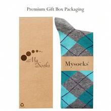Mysocks Unisex Knee High Long Socks Argyle,4-7,MintTurquoiseonAsh - MintTurquoiseonAsh - View 6
