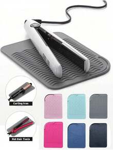Hairdressing Tool Mat, Universal Size, Suitable For Straightener And Curling Iron, Heat-Resistant Mat, Convenient For Storage And Travel. Thisressing Tool Mat Is Made Of Heat-Resistant Silicone Material, Which Has An Insulation Function,Makeup Bag,Travel Essential - Multicolor - View 12