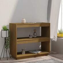 Bibliothèque vidaXL en pin massif couleur miel, 80 x 35 x 71 cm - Tabac - Voir 2