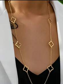 1pc Women's Elegant Vintage 2025 Gold Sweater Chain, Personalized Valentine's Day Gift, Metal Online Celebrity Autumn/Winter Bestseller - Yellow Gold - View 1