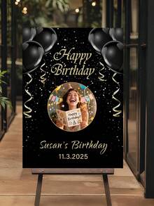 Customizable Photo & Text Signage, Suitable For Birthday/Graduation/Christmas Party Decor - Welcome Sign With Name/Date/Photo, DIY Signage For Milestones, Door Signs, Table Numbers, Etc. - Multicolor - View 5