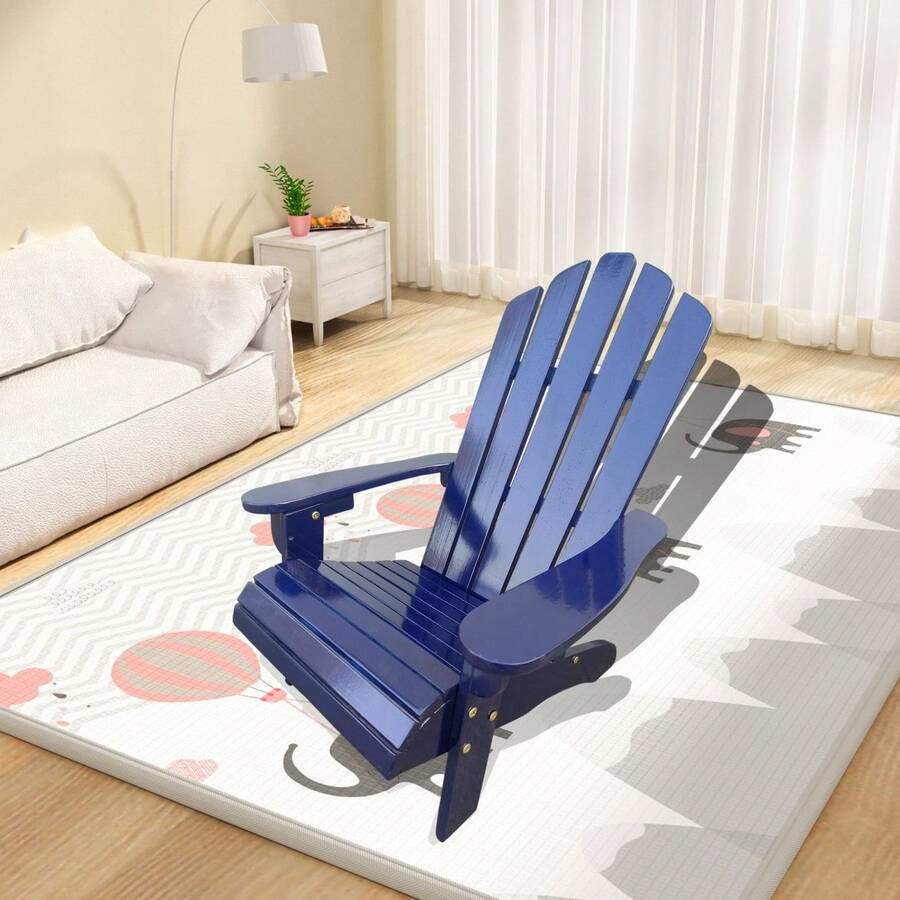Silla roja de balancín para niños - Interior o Exterior - Adecuada para niños - Duradera RR LVVE - Azul + Madera maciza - Ver 1
