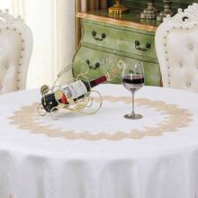 Vintage Round Flower Tablecloth 22 Inch Embroidered Table Cover Decorative Dining Doily For Wedding & Cafe, White With Beige Lace,WhiteWithBeigeLace(22Inch) - 白色帶米色蕾絲(22吋) - 查看 6