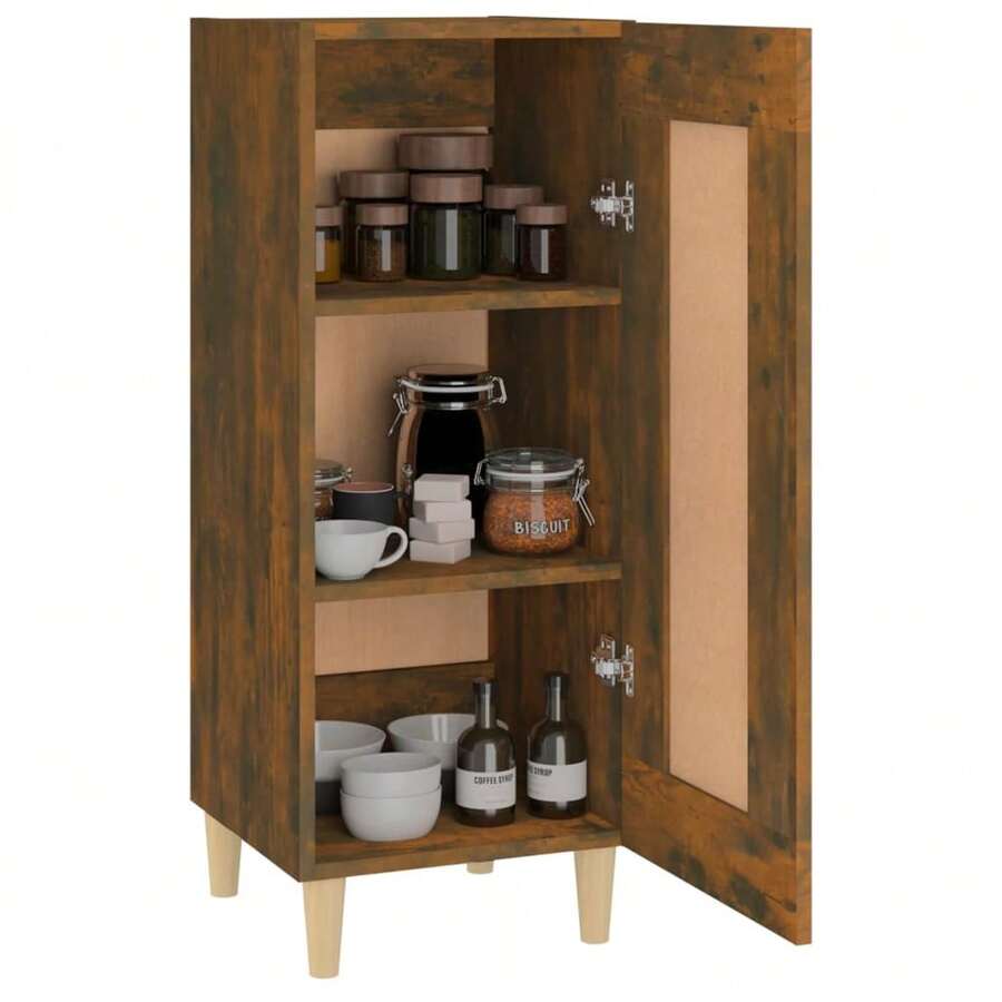 Credenza vidaXL in rovere affumicato 34,5x34x90 cm Materiale a base di legno - Castano - Visualizzare 1