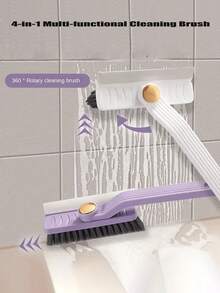 1pc Practical 4-In-1 Multi-Functional Cleaning Brush, 360° Rotatable Head Reusable Plastic Handle, Heavy-Duty Grout & Crevice Cleaner For Bathroom Kitchen Tile Wall Floor Window, Essential Home Cleaning Tool For Daily Use, Ideal Gift For Birthday New Year Kitchen Accessories Cleaning Bathroom Accessories - Multicolor - View 12