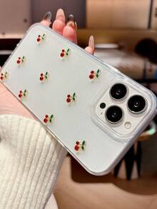 1个3D树脂闪光粉色樱桃手机壳，兼容 17 Pro Max/13/16 Pro Max/12/11/15/14 Pro，防摔防滑，女士手机保护套 - 紅色櫻桃 - 查看 4