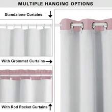 Simplebrand 100% Blackout Curtain Liner For Bedroom, Thermal Insulated Blackout Liners For 63 Inch Behind Curtains, 2 Liners Per Set With 14 Pieces Rings, Each 40" W X 58" L, Greyish White - ColorE - View 3