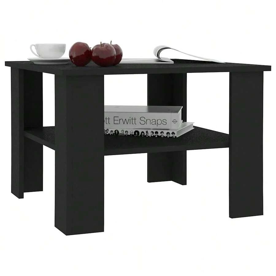 Mesa de centro vidaXL negra, 60x60x42 cm, material a base de madera. - Negro - Ver 1