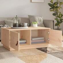 Table basse vidaXL 80x50x35 cm en pin massif - Tabac - Voir 2