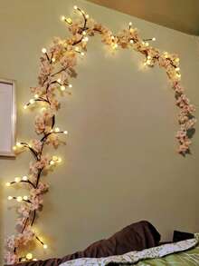 6pcs/Set 5.9ft Artificial Cherry Blossom Flower Garland Hanging Vine, Suitable For Spring Home Room Wedding Party Decor - Multicolor - View 7