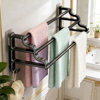 No Drill Towel Rack, Bathroom Towel Holder, Wall Mounted Towel Rack