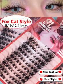 160 Clusters 2 Box Fox Cat Cluster Lashes Natural Look Fluffy 4 IN1 Lash Bond And Seal, Glue Remover,Tweezer Lash Kit Faux Mink False Eyelashes Sexy Lashes Extension Makeup Lash Clusters Manga Lashes Fox Cat Eye Lashes Left & Right Individual Lashes Wispy DIY Lash Extension Natural Cluster Lashes For Home Party, Halloween,Valentine's Day, Traveling, Photoshoot, Festivals Makeup,Christmas - 黑色 - 查看 5