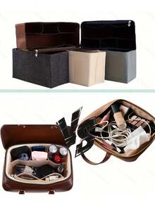 Thermal Lined Organizer Bag With Zipper, Compartmentalized For Items, Suitable As Accessory For Rubber Beach Bag, Spacious Cosmetic Storage, Compact Size, Multi-Compartment Felt Liner Bag, Suitable For Handbags - , High Capacity Storage - Multicolor - View 7