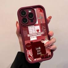 Estuche para teléfono con corazón rojo de Jesús Love Compatible con estuches para teléfonos   17  16 Pro Max  15 Pro Max  13 y  12 Hecho de material TPU a prueba de caídas, resistente al desgaste y cómodo de sostener Un gran regalo para familiares, amigos, seres queridos, novios/novias y para Navidad y Año Nuevo - Vino tinto - Ver 1