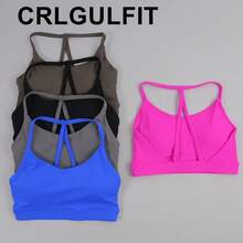 Sujetador deportivo desmontable transpirable para ejercicio de gimnasio para mujer con tirantes finos Triangular parte de atrás bonita sujetador de Yoga Sexy - Gris - Ver 4