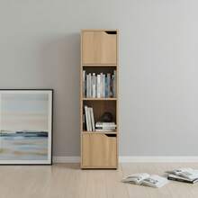 Ecommerc3 MOBLEKIT | Modular Wooden Shelves With Different Compartments And Door Options, Bookcases And Storage Furniture For Bedroom, Kitchen Or Entryway - Lemari Kayu Ek - 4 Kompartemen + 2 Pintu | 30*29*120cm - View 8