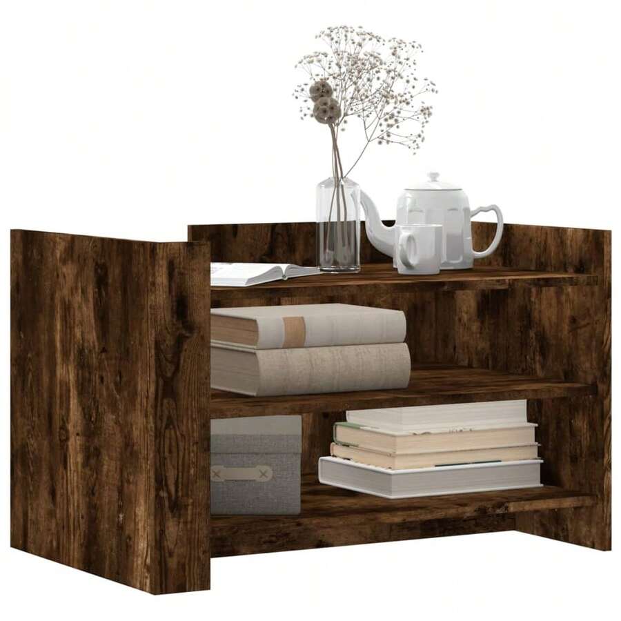 vidaXL Couchtisch Räuchereiche 80x50x50 cm Holzwerkstoff - Braun - Übersicht 1
