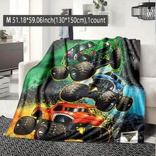 Monster Jam Monster Truck Flannel Blanket Soft Warm Polyester Fiber Throw For Kids Boys Girls All Seasons Ideal Gift - 彩色 - 查看 10