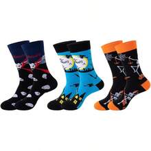 ml GeorgeX 3 Pares Calcetines Divertidos Calcetines con Estampado Casual Divertidos Calcetines de Algodón para Hombres y Mujeres10101 - Víspera de Todos los Santos - Ver 2