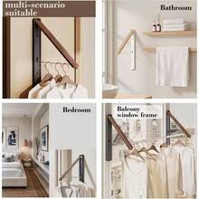 Expandable Wall-Mounted Clothes Drying Rack | Walnut Or Oak Foldable Clothes Hanger, Aluminum Material, Suitable For Laundry Room, Wardrobe And Balcony - one-size - View 10