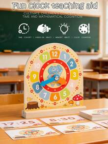 儿童木制数字时钟教具，时钟模型，智力开发，益智时间学习玩具，时钟识别玩具 - 彩色 - 查看 1