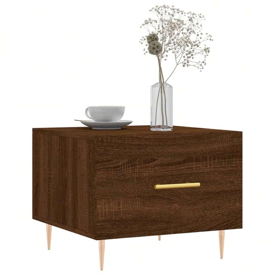 Tavolini da caffè vidaXL, 2 pezzi, effetto rovere marrone, 50x50x40 cm, materiale a base di legno - Castano - Visualizzare 1
