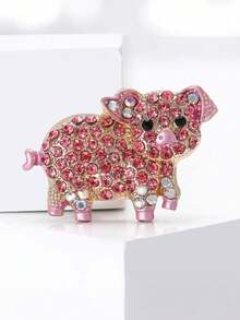 1 PC Creative Pink Pig Brooches For Women - Diamond-Studded Pink Pig Chest Ornaments, Stylish And Exquisite Clothing Accessories That Are Perfect For Individuality And Versatile Wear. Neckline Pins To Prevent Showing Through. Luxurious And Fashionable Accessories For Suits And Coats. Suitable For Wearing When Going Out. Exquisite Clothing Pins. A Gift For Women On Valentine's Day. Gifts For Mother, Father, Graduation, And Teacher - Multicolor - View 1