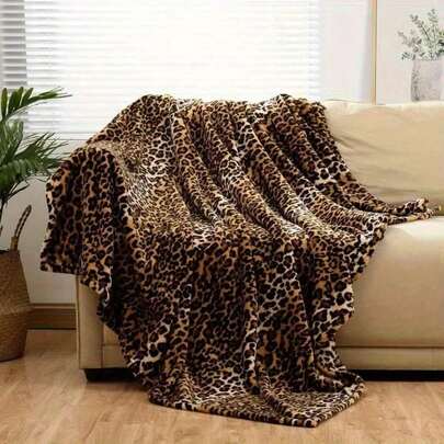 Manta de tiro de sofá con estampado de leopardo de peluche: ultra suave, ligera, diseñada para cama, sofá, sillón reclinable y viaje - comodidad para todas las estaciones, sin pelusas, adecuada para adultos y adolescentes. Manta de tiro súper suave, manta de franela a cuadros, manta de animales