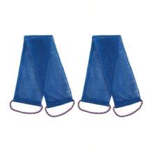 African Mesh Exfoliating Back Long Net Bath Scrub Towel Set,Double-Sided For Gentle,Rough Exfoliation, Effective Body Scrub, Back Scrubber For Shower Use,Premium Mesh Material, Convenient Strap Towel Design, Loofah Towel, Body Sponge For Smooth Skin,Great For Daily Use(Black,Blue, Purple) - 藍色 - 查看 9