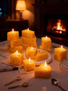 Vela Perfumada em Formato de Queijo Feita à Mão, Decoração Aromática Criativa para Casa e Lembrança, Vela Escultural Única para Cozinha, Café, Decoração de Festa, Perfeita para Amantes de Comida, Amigos, Entusiastas de Decoração Doméstica em Aniversário, Inauguração da Casa, Natal