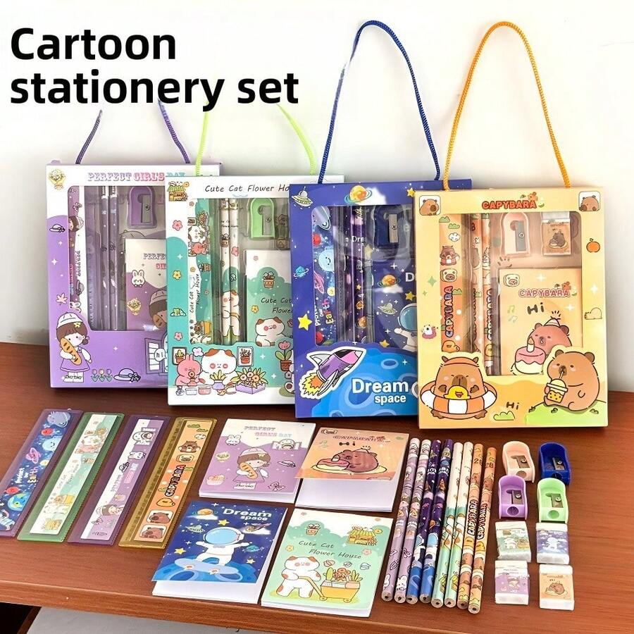 Stationery Gift Set, Primary School Students' Surprise Stationery Gift Box, Kindergarten Back-To-School Season Whole Class Reward Small Gifts. There Are Eight Styles To Choose From. This Is A Stationery Set With Extremely High Cost Performance, Containing A Variety Of Different Stationery Supplies. - Multicolor - View 1