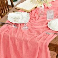 Artoid Mode Boho - Camino de Mesa de Gasa en para Bodas, Decoración de Otoño y Acción de Gracias para Comedor, Cocina y Fiestas en Interiores, 120 Pulgadas(35" x 120" Coral) - Multicolor - Ver 2