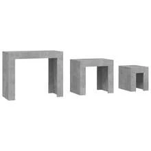 Tables gigognes vidaXL, ensemble de 3 pièces, gris béton, matériau à base de bois - Gris - View 5