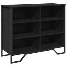 Aparador vidaXL negro, 91x35,5x74,5 cm, material a base de madera. - Negro - Ver 3
