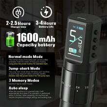 XNET 1PC Nebula Professional Wireless Tattoo Machine Pen Rotary Tattoo Gun With 2.0-4.2mm Adjustable Stroke, 1600mAh Rechargeable Battery Tattoo Pen For Tattoo Supplies - Black - View 5
