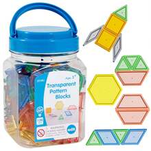 edxeducation Bloques de patrón transparente – Juego de 120 mini frascos – Bloques de patrón de plástico – Clasificación de práctica, patrones, medición y fracciones – Juego sensorial – Manipulador de matemáticas para niños - 1 - Ver 8