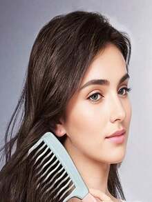 1pc Set Of Dual Wide-Tooth Hair Combs, Ideal For Long Curls & Voluminous Styles - Stylish Black & Light Blue Combs With ABS Handles, Perfect For Curly Hair Management & Home Massage, Ideal Holiday Gift For Friends, Stylish Hair Care|Elegant Hair Combs|Durable ABS Handles - 彩色 - 查看 5
