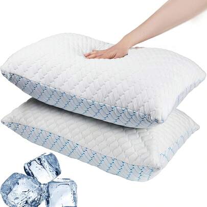 Pack Of 2  Hotel Quality Cooling Pillows - Extra Soft Bed Pillows For Back Pain, Machine Washable, Breathable, Comfort,Wave Decorative Design | Premium Gift For Friends And Family, (Mothers Day/ Halloween/ Christmas) Home Office, Travel. College Dorm Bedding,Pillows For Bed,Pillow Inserts,Almohadas Para Dormir,Blue