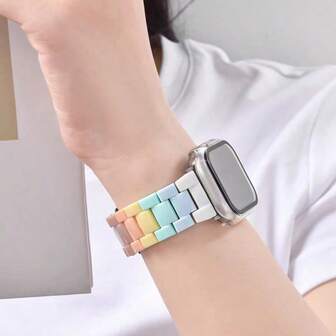 1 st. dammode i regnbågsfärgat klockarmband, kompatibel med Apple Watch 38 mm, 40 mm, 41 mm, 42 mm, 44 mm, 45 mm, 46 mm, 49 mm, minimalistiskt armband i godisfärgat, kompatibel med Apple Watch-serien 11, 10, 9, 8, 7, 6, 5, 4, 3, 2, 1 SE, kompatibel med Watch S11, S10, S9, S8, S7, S6 Ultra, 3/2/1, snyggt smartklockarmband, kompatibelt med -armband