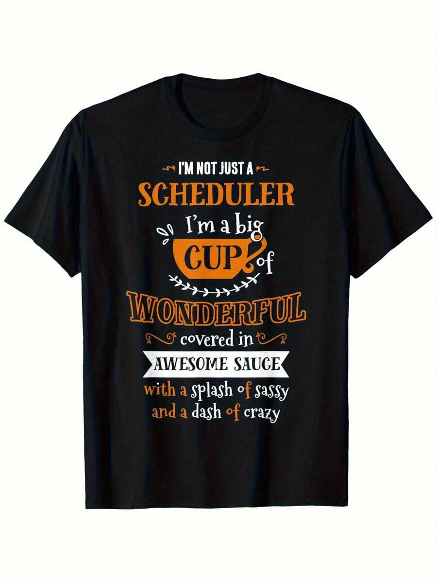Camiseta gráfica casual para hombres Inked CR - No soy un programador - Diseño de texto en naranja llamativo Camisa de manga corta de ajuste holgado y estiramiento medio para primavera, verano y otoño. Negro con letras llamativas. Casual; Ropa de exterior. Ropa de primavera y verano. Camiseta de cuello redondo. Material no transparente - Negro - Ver 1