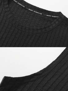 Men's Summer Casual Outdoor Solid Color Textured Fabric Sports Tank Top And Shorts Set - Black - View 5