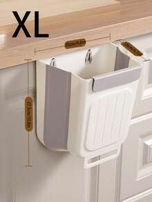 1PC Foldable Trash Can With Hanging Design Friendly & Portable For Kitchen, Bathroom And Kitchen,Bathroom,Home,Household Supplies(There Is A Slight Color Difference) - Grey - View 9