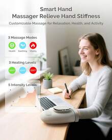 AIRSEE Hand Massager With Heat And Compression For Arthritis Carpal Tunnel Relief, 3 Massage Modes 3 Heating Levels 5 Intensities, Cordless Rechargeable Portable Pain Relief, Gift For Women Men - xám - Xem 6
