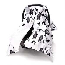 Oaoleer 1PC Car Seat Cover Baby, Carseat Covers Baby Boy, Minky Infant Car Seat Cover Winter, Peekaboo Opening Car Seat Canopy, Multi-Use Baby Carrier - 冬季 - 查看 19