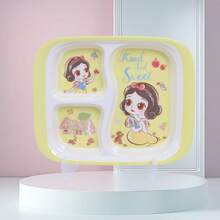 Disney 1个米妮小飞象美人鱼三格餐盘，适合家庭聚餐、生日派对，方便携带的户外密胺餐具，精致的三格餐盘 - 彩色 - 查看 9