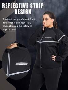 1pc Plus Size Women Sauna Top, Slimming Activewear Shirt - Black - View 6