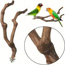 Tiang Bertengger Burung Beo Terlaris, Bertengger dari Kayu Paulownia, Tiang Penggaruk Motif Garis Harimau, Aksesoris Dekorasi Sangkar Burung - MultiWarna - View 2