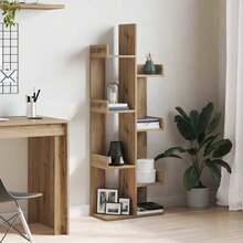 Libreria vidaXL in rovere artigianale, 48x25,5x140 cm, materiale a base di legno. - Castano - Visualizzare 2